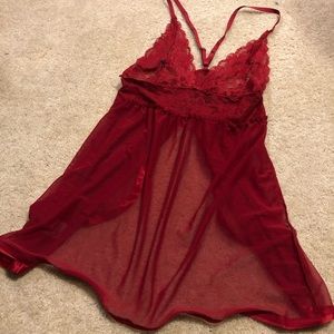 Red lace babydoll lingerie